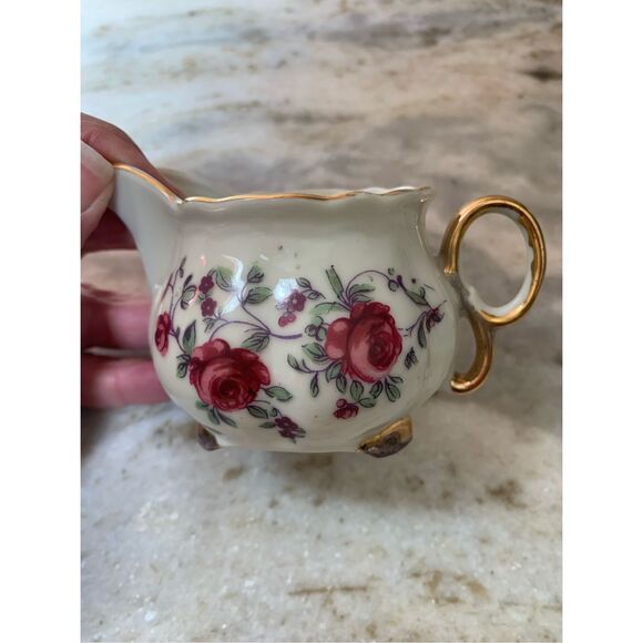 Pink China Vintage Floral Cream and Sugar Bowl #coffee #tea #roses - Picture 7 of 8
